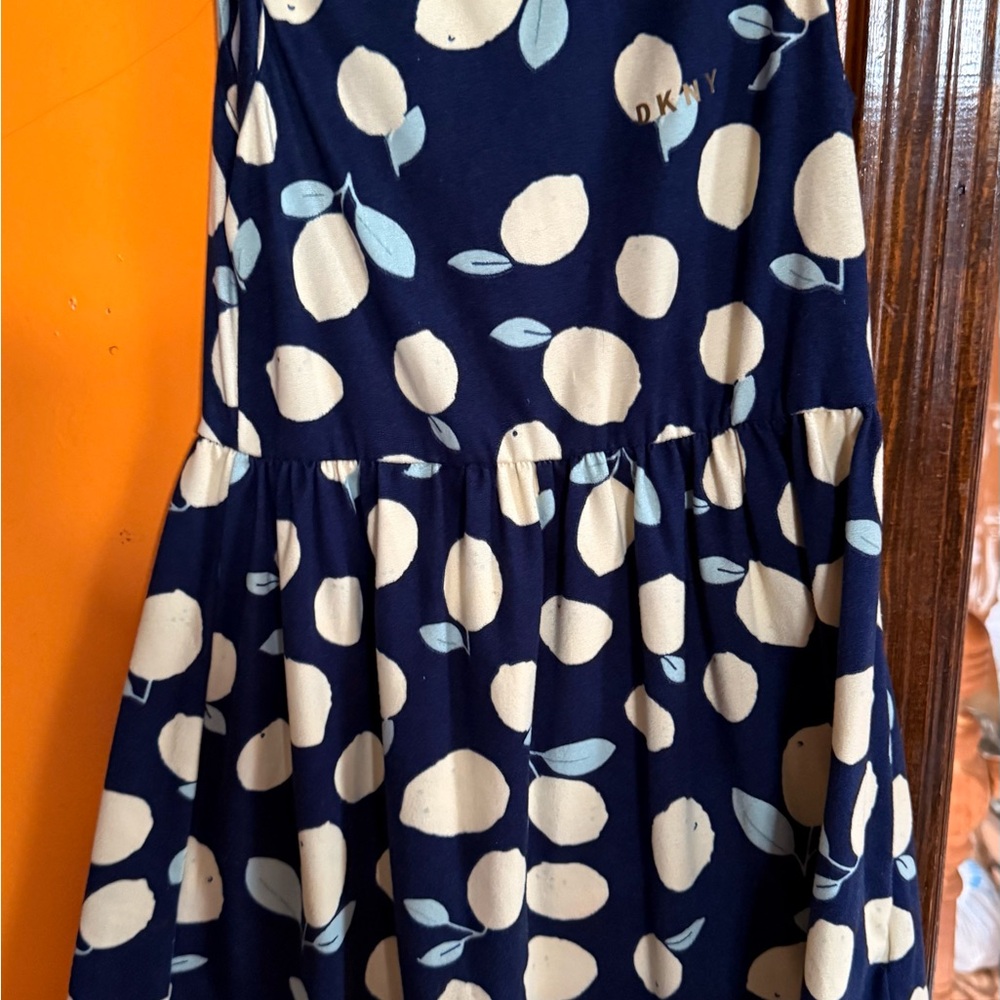 DKNY Blue and Cream Ruffled Tiered Sundress